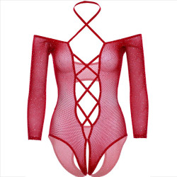 Leg Avenue - Corps Crothless Avec Rouge Brillant